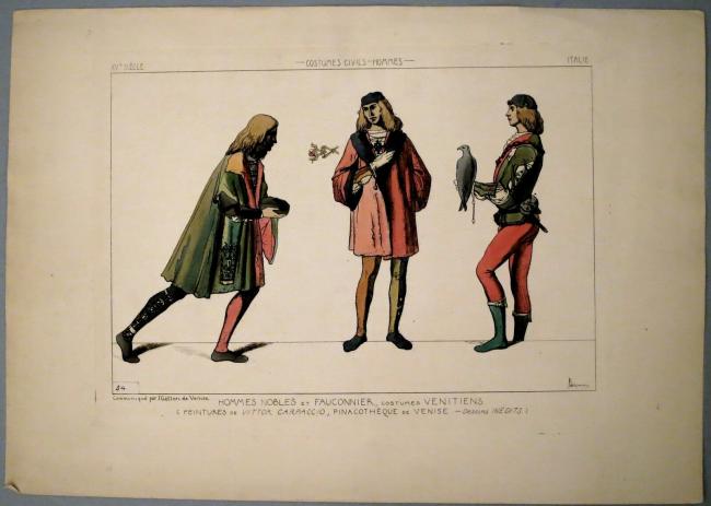 Gravure de Jacquemin, Costumes Vénitiens, Fauconnier